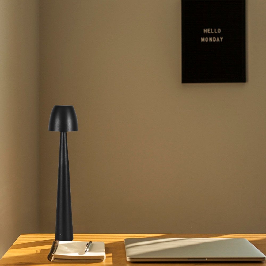 LED Genopladelig bordlampe m. touch-funktion dæmpbar LED/3W/5V 3000-6000K 1800 mAh sort