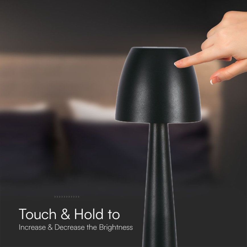 LED Genopladelig bordlampe m. touch-funktion dæmpbar LED/3W/5V 3000-6000K 1800 mAh sort