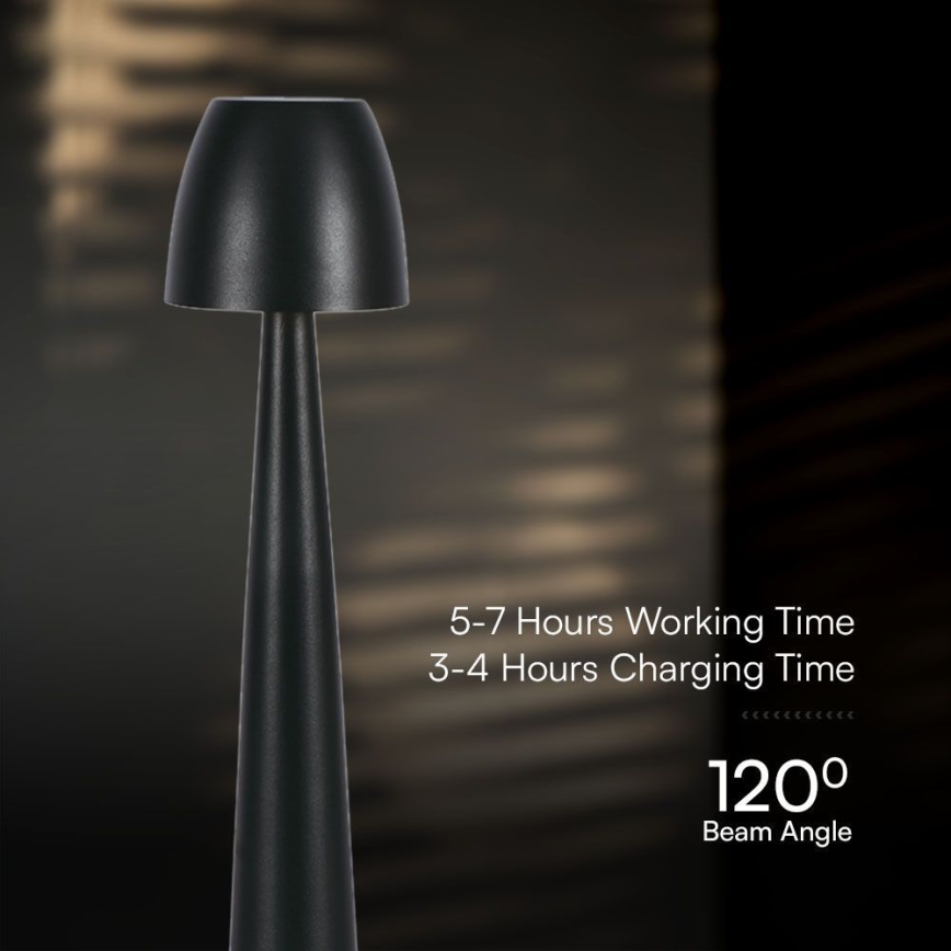 LED Genopladelig bordlampe m. touch-funktion dæmpbar LED/3W/5V 3000-6000K 1800 mAh sort