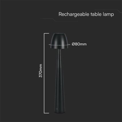 LED Genopladelig bordlampe m. touch-funktion dæmpbar LED/3W/5V 3000-6000K 1800 mAh sort