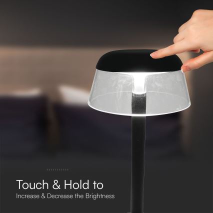 LED Genopladelig bordlampe m. touch-funktion dæmpbar LED/3W/5V 3000-6000K 1800 mAh sort
