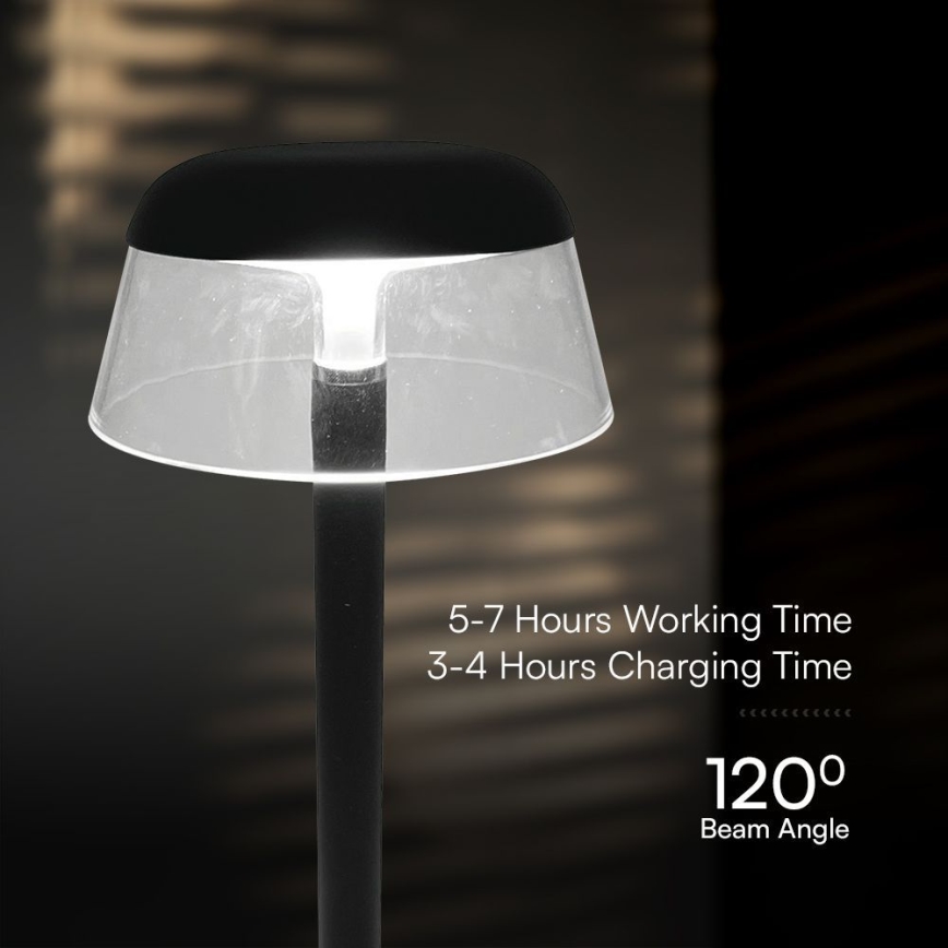 LED Genopladelig bordlampe m. touch-funktion dæmpbar LED/3W/5V 3000-6000K 1800 mAh sort