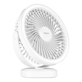 LED Genopladelig bordventilator med LED-belysning LED/3W/5V USB 2400 mAh hvid