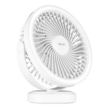 LED Genopladelig bordventilator med LED-belysning LED/3W/5V USB 2400 mAh hvid
