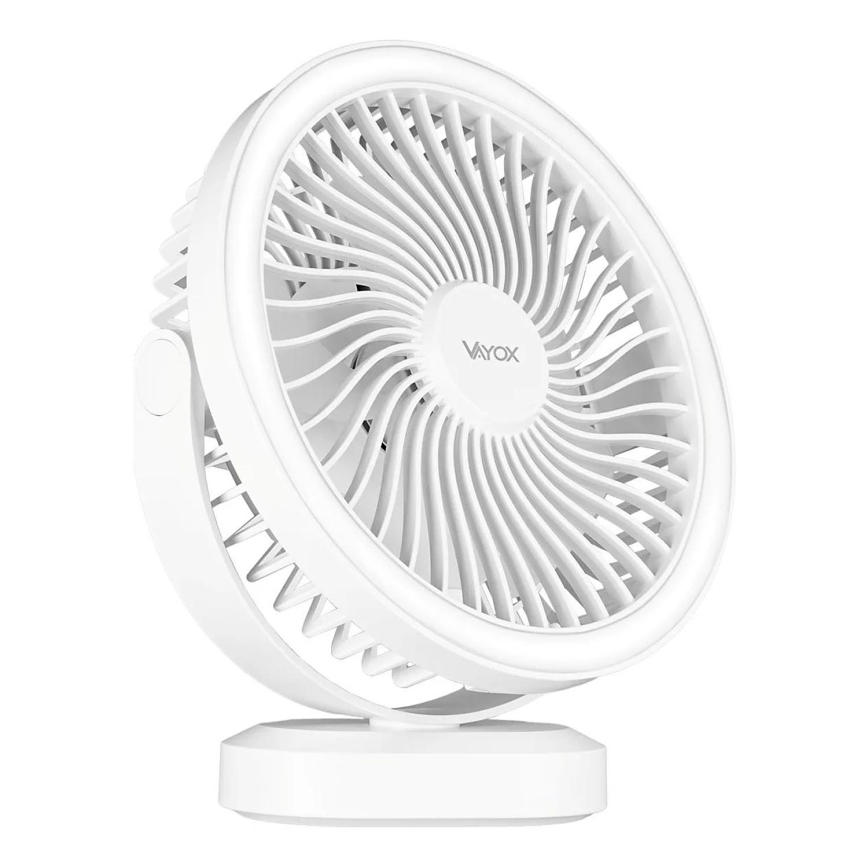 LED Genopladelig bordventilator med LED-belysning LED/3W/5V USB 2400 mAh hvid