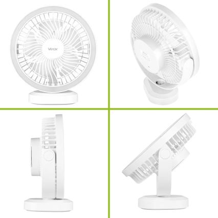 LED Genopladelig bordventilator med LED-belysning LED/3W/5V USB 2400 mAh hvid