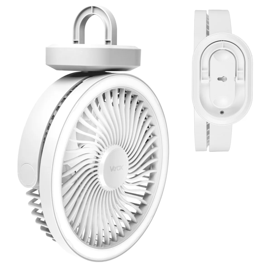 LED Genopladelig bordventilator med LED-belysning LED/3W/5V USB 2400 mAh hvid