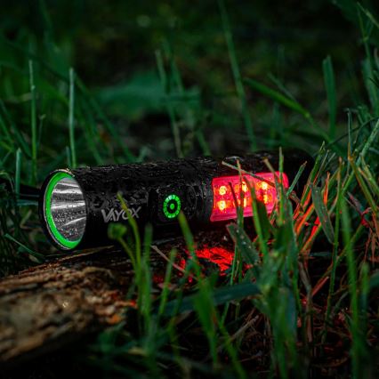 LED Dæmpbar genopladelig lommelygte med rødt lys LED/5W/5V IPX4 250 lm 2000 mAh