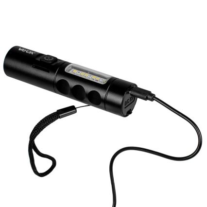 LED Dæmpbar genopladelig lommelygte med rødt lys LED/5W/5V IPX4 250 lm 2000 mAh