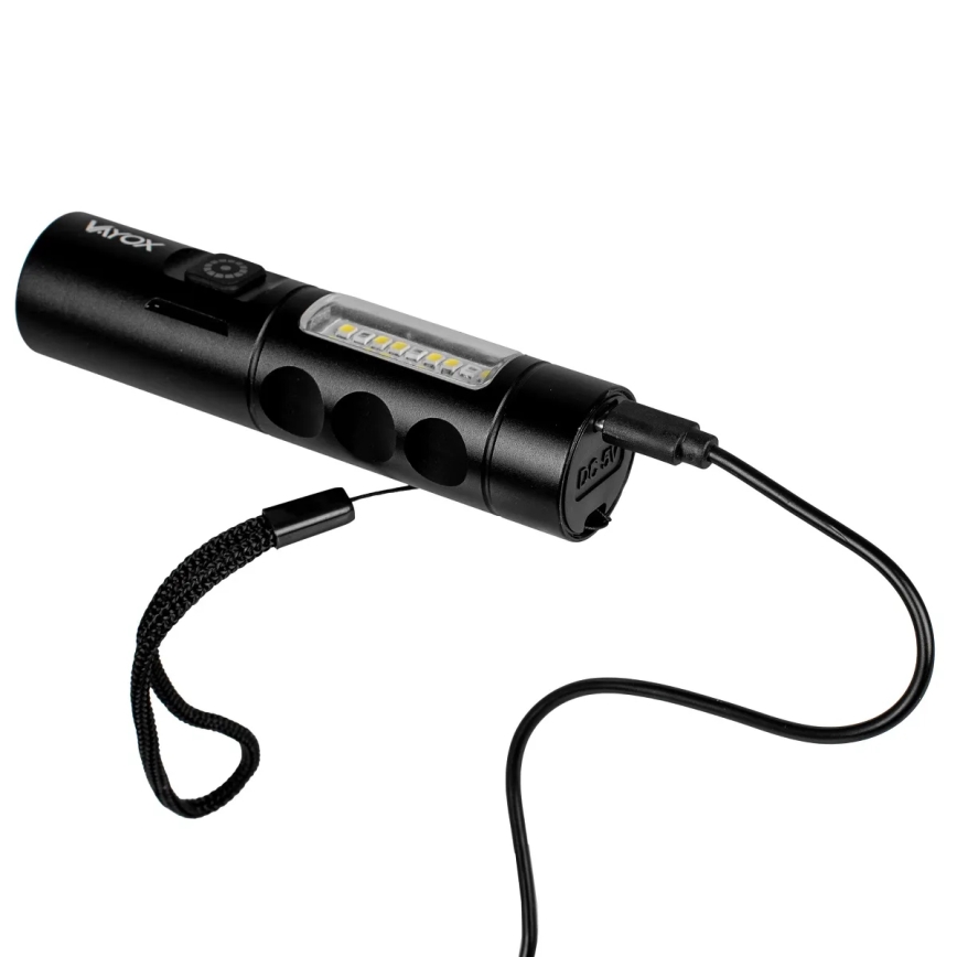 LED Dæmpbar genopladelig lommelygte med rødt lys LED/5W/5V IPX4 250 lm 2000 mAh