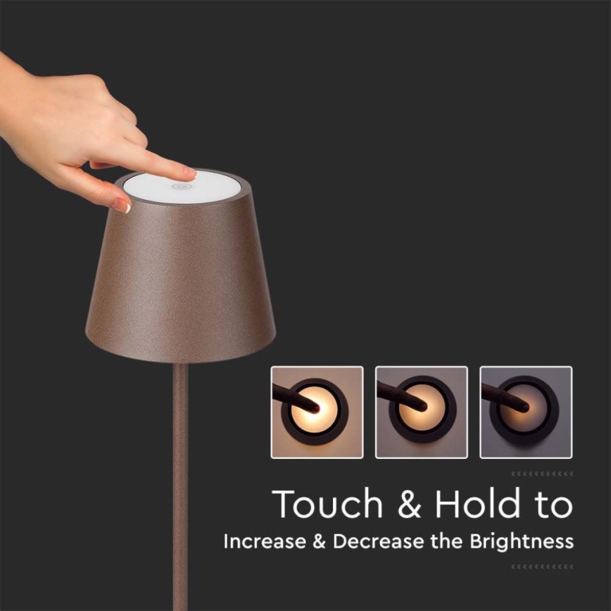 LED Genopladelig gulvlampe dæmpbar 03.01.2001 LED/4W/5V 4400 mAh 3000K IP54 brun