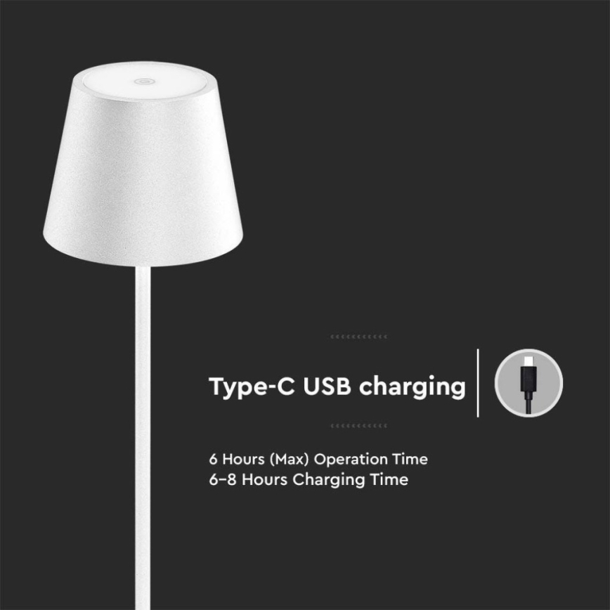 LED Genopladelig gulvlampe dæmpbar 03.01.2001 LED/4W/5V 4400 mAh 3000K IP54 hvid