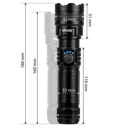 LED Dæmpbar genopladelig lommelygte med powerbank-funktion LED/10W/5V IPX4 600 lm 2000 mAh