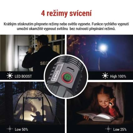 LED genopladelig metal lommelygte LED/5V 3000 skinnende 5000 mAh IP43