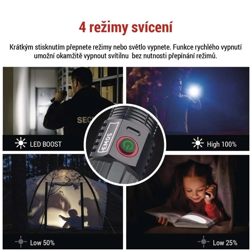 LED genopladelig metal lommelygte LED/5V 3000 skinnende 5000 mAh IP43