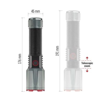 LED genopladelig metal lommelygte LED/5V 3000 skinnende 5000 mAh IP43