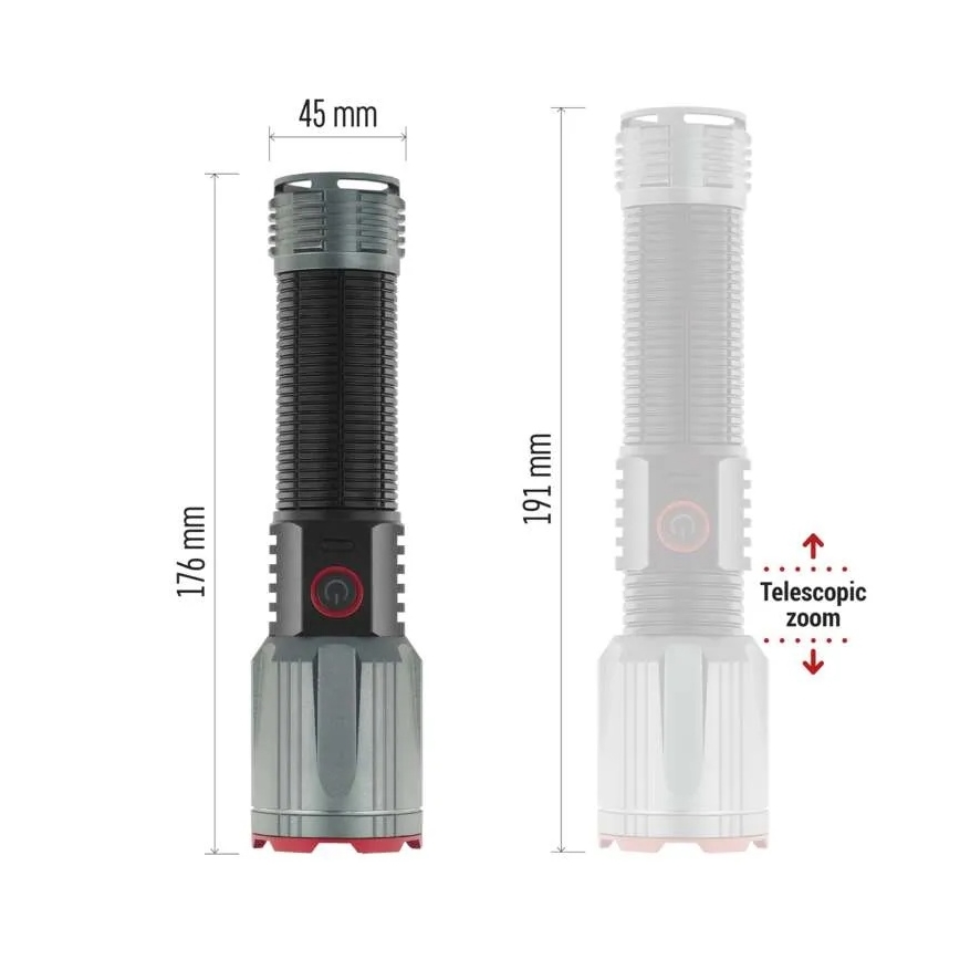 LED genopladelig metal lommelygte LED/5V 3000 skinnende 5000 mAh IP43
