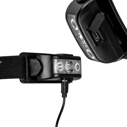 LED Dæmpbar genopladelig pandelampe 3xLED/5V IPX4 100 lm 1200 mAh