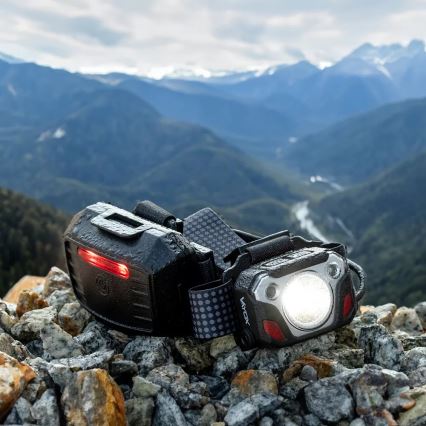 LED Dæmpbar genopladelig pandelampe med sensor, powerbank-funktion og rødt lys LED/10W/5V IP44 1200 lm 4000 mAh