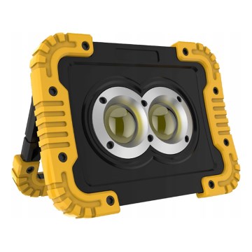 LED genopladelig projektør med indbygget powerbank LED/20W/5V 4400 mAh IP44 sort/gul