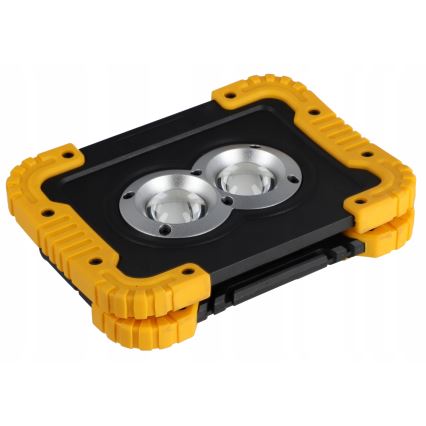 LED genopladelig projektør med indbygget powerbank LED/20W/5V 4400 mAh IP44 sort/gul