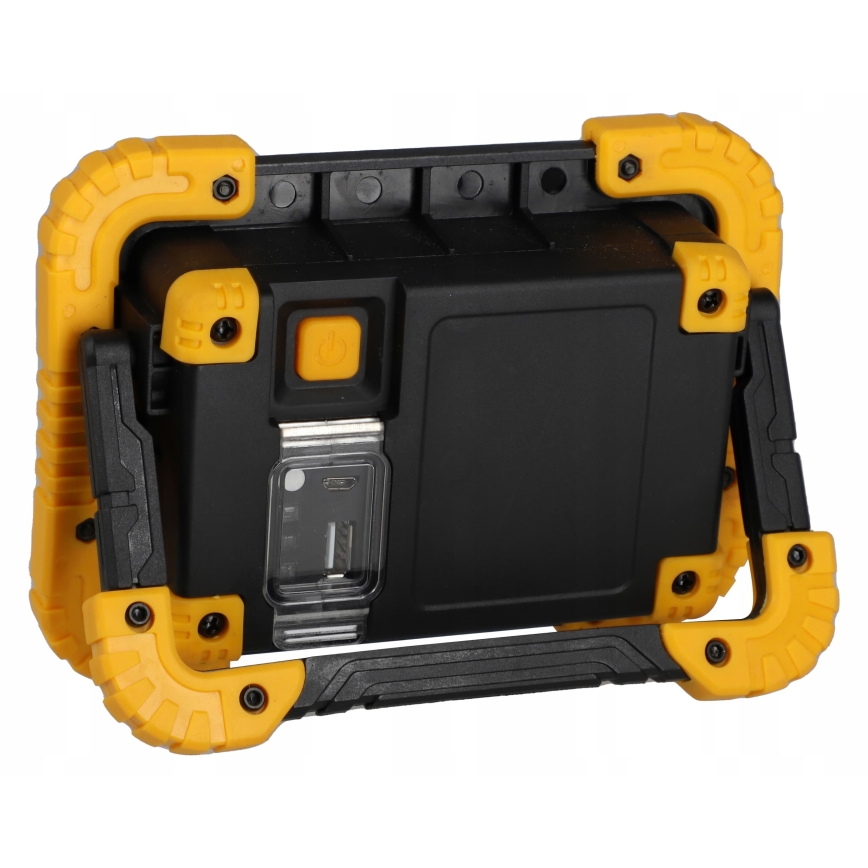 LED genopladelig projektør med indbygget powerbank LED/20W/5V 4400 mAh IP44 sort/gul