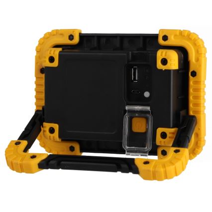 LED genopladelig projektør med indbygget powerbank LED/20W/5V 4400 mAh IP44 sort/gul