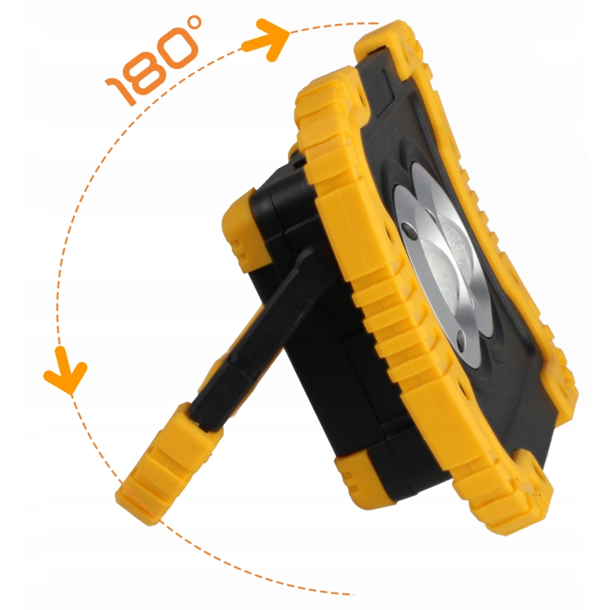 LED genopladelig projektør med indbygget powerbank LED/20W/5V 4400 mAh IP44 sort/gul