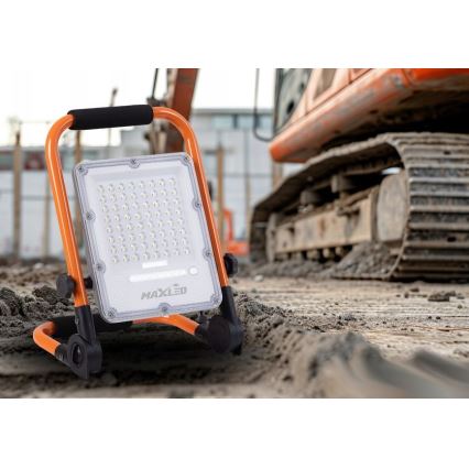 Dæmpbar genopladelig LED-projektør med stativ LED/100W/3,2V 4500K 10000 mAh IP65 orange