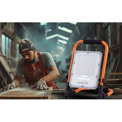 Dæmpbar genopladelig LED-projektør med stativ LED/100W/3,2V 4500K 10000 mAh IP65 orange