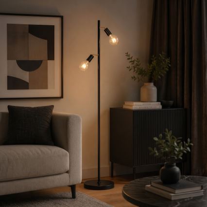 LED gulvlampe 2xE27/7W/230V 2000K sort/guld