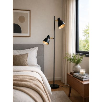 LED-gulvlampe 2xE27/7W/230V 2700K sort