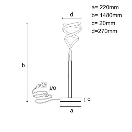 LED gulvlampe dæmpbar LED/50W/230V 3000-6500K grå + fjernbetjening