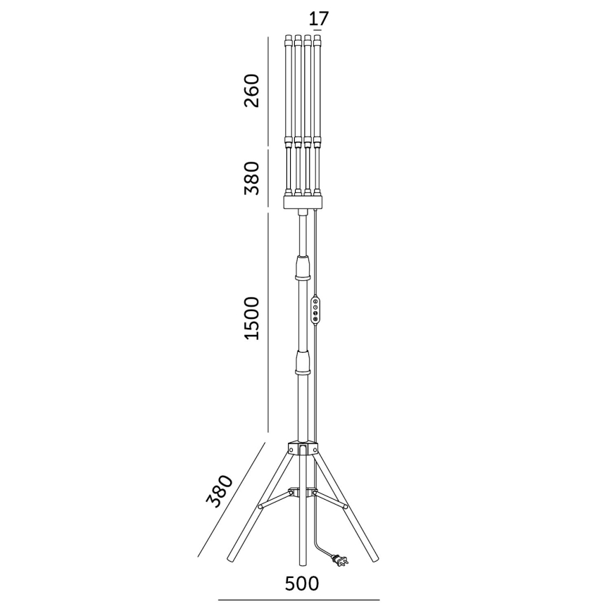 LED Dæmpbar flexible gulvlampe til plantevækst VITARO 4xLED/7,5W/230V sort