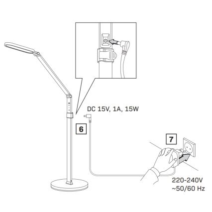LED gulvlampe m. touch-funktion dæmpbar FERRARA LED/13W/230V 3000/4000/6000K hvid