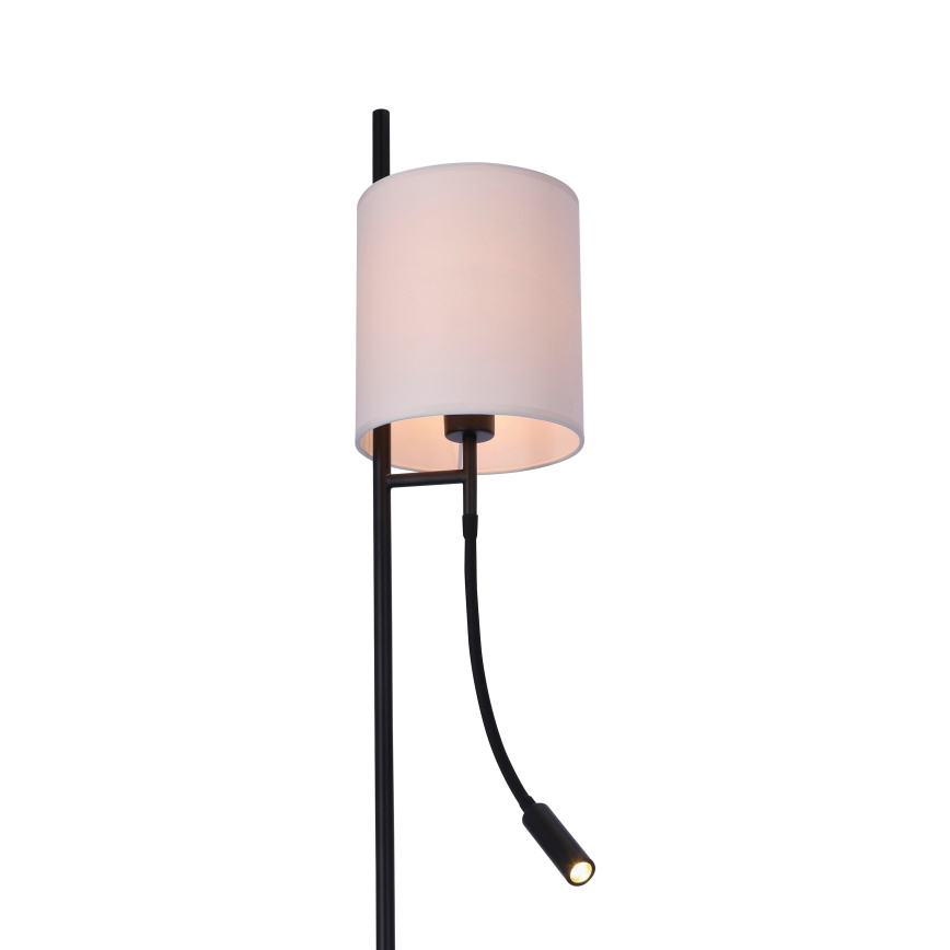 LED gulvlampe TOKYO 1xE27/40W/230V + LED/3W sort/hvid