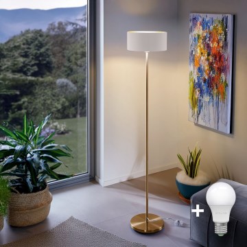 LED gulvlampe TUNJA 1xE27/20W/230V Ø 30 cm guld/hvid