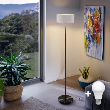 LED gulvlampe TUNJA 1xE27/20W/230V Ø 30 cm sort/hvid