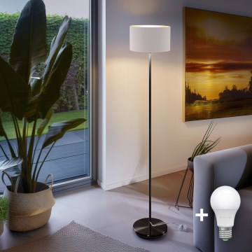LED gulvlampe TUNJA 1xE27/20W/230V Ø 30 cm sort/hvid