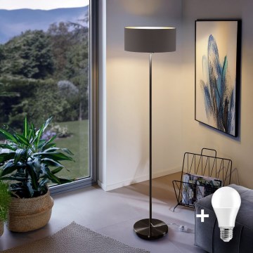 LED gulvlampe TUNJA 1xE27/20W/230V Ø 38 cm sort/brun