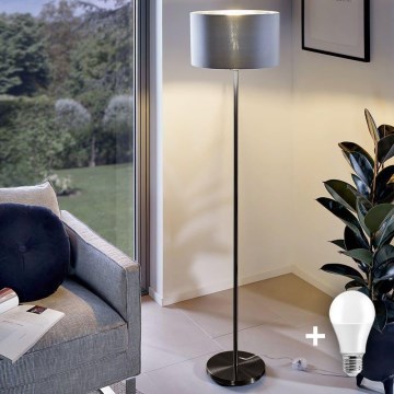 LED gulvlampe TUNJA 1xE27/20W/230V Ø 38 cm sort/grå
