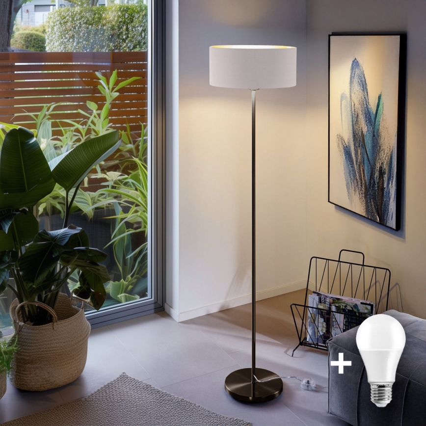 LED gulvlampe TUNJA 1xE27/20W/230V Ø 38 cm sort/hvid