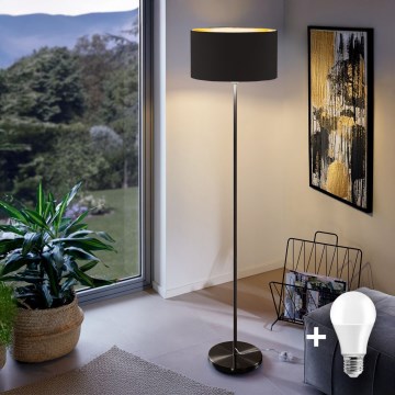 LED-gulvlampe TUNJA 1xE27/20W/230V Ø 38 cm sort