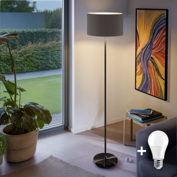 LED-gulvlampe TUNJA 1xE27/20W/230V Ø 38 cm sort/taupe