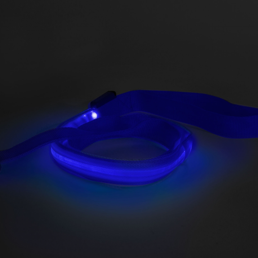 LED hundesnor 120 cm genopladelig 2xCR2032/5V/40 mAh blå