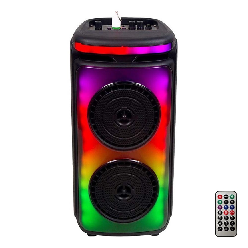 LED højtaler m. RGB-farver genopladelig med mikrofon 400W/2400 mAh + fjernbetjening