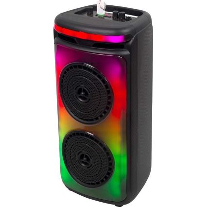 LED højtaler m. RGB-farver genopladelig med mikrofon 400W/2400 mAh + fjernbetjening