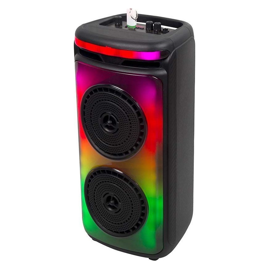 LED højtaler m. RGB-farver genopladelig med mikrofon 400W/2400 mAh + fjernbetjening