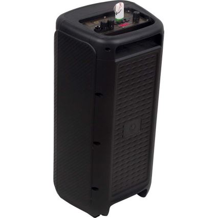 LED højtaler m. RGB-farver genopladelig med mikrofon 400W/2400 mAh + fjernbetjening