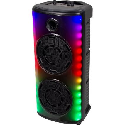 LED højtaler m. RGB-farver genopladelig med mikrofon 600W/2400 mAh + fjernbetjening